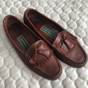 Cole Haan Brown Leather Tassel Loafers | Classic Preppy | Size 7.5